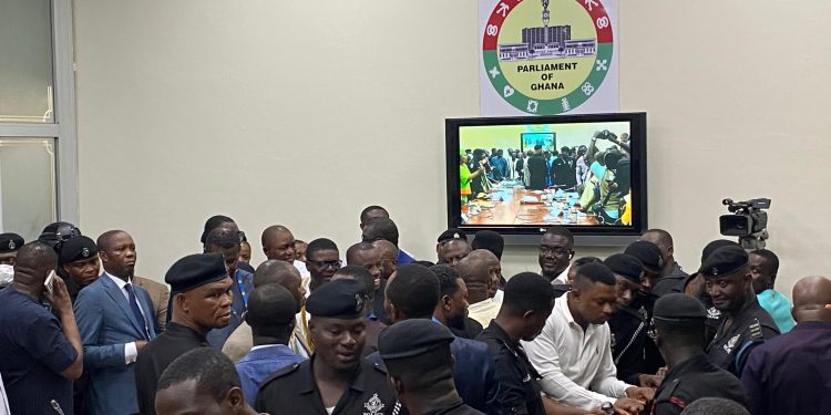 Violent confrontation as Minority and Majority MPs clash over vetting of Ablakwa, Akandoh